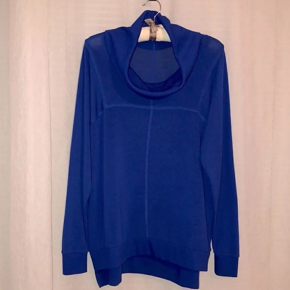 cable & gauge S Royal Blue Cowl Neck Oversized Fine Knit Light HighLow Sweater